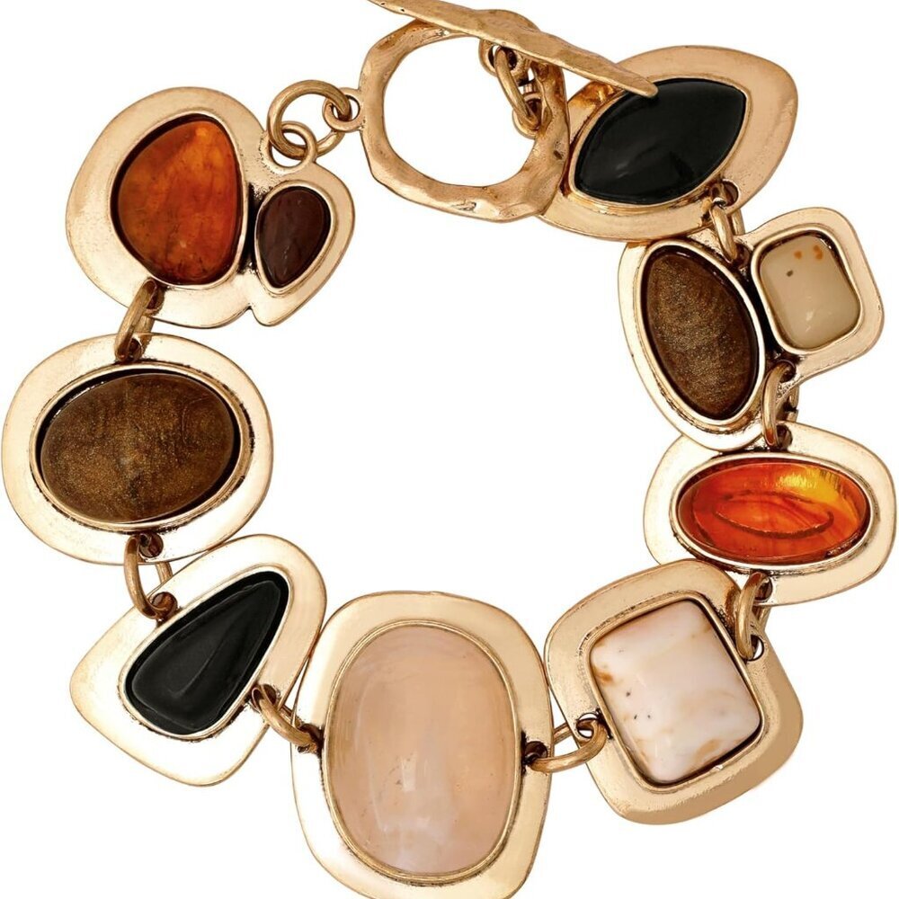 Geometric Metal Stone Bracelets Zinc Bead Chain Jewelry for Women